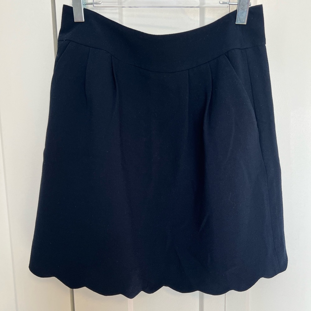 LOFT Navy Mini Skirt with Scalloped Hem